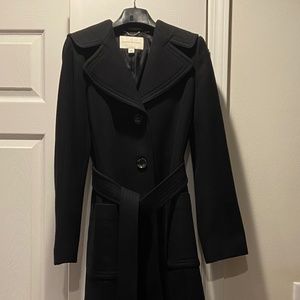 Banana Republic Black Wool Button Wrap Coat